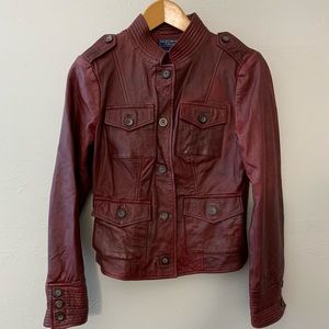 Lucky Brand Leather Jacket Dark Red/Burgandy Small